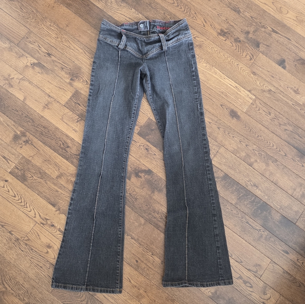 bebe Dark Gray Flared Jeans